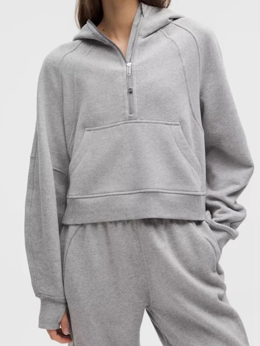 Lululemon Scuba Sweat Set Wide-Leg Sweatpants Half-Zip Funnel Hoodie Grey XS/S